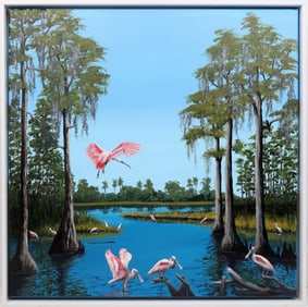 CAROL ANN KNAPP FLORIDA ARTIST CYPRESS SPOONBILLS