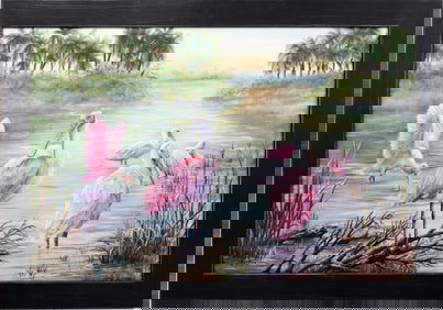 JILL KETTLER FLORIDA ARTIST SPOONBILLS IN THE MIST