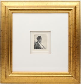 REMBRANDT ETCHING BUST OF A MAN WEARING A HIGH CAP