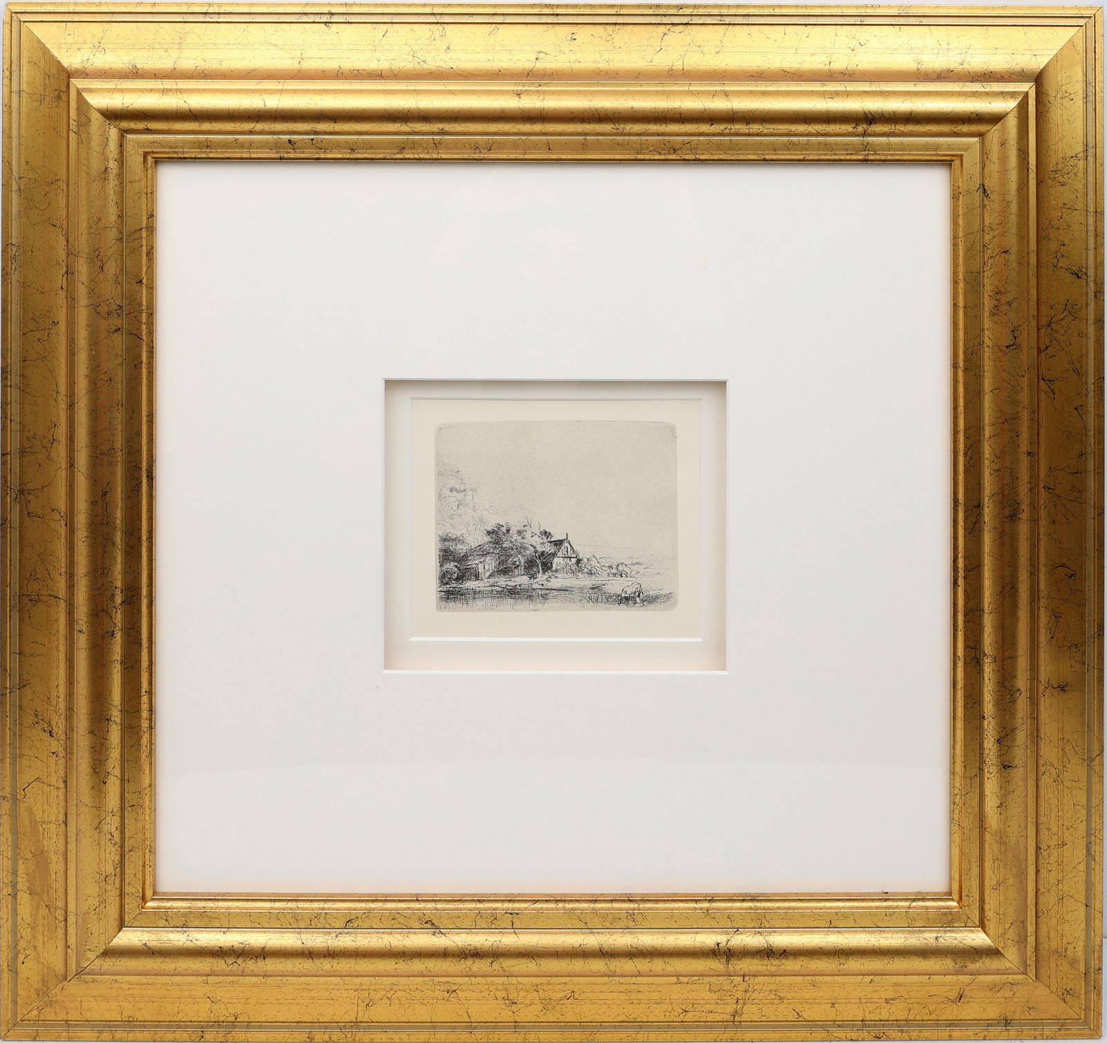 REMBRANDT ETCHING LANDSCAPE WITH A COW DRINKING (1 of 3)