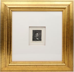 REMBRANDT ETCHING THE ARTISTS MOTHER WITH HAND