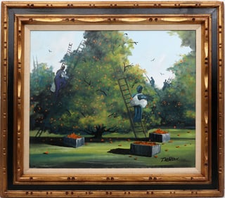 TRACY NEWTON FLORIDA  ARTIST HARVESTING ORANGES
