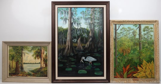 LOT OF 3 FLORIDA ARTIST LANDSCAPE PAINTINGS
