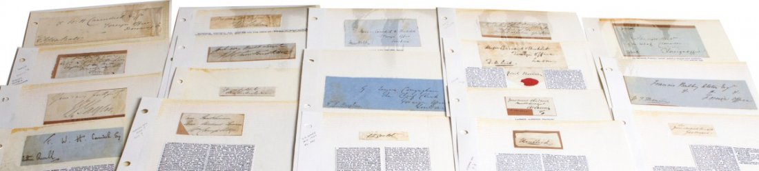 LOT OF 19TH CENTURY RELIGIOUS DIGNITARIES: LOT OF 19TH CENTURY RELIGIOUS DIGNITARIES Assortment of 18 signatures by mostly 19th century religious figures including priests, ministers, chaplains, missionaries, and two secular philanthropists. M