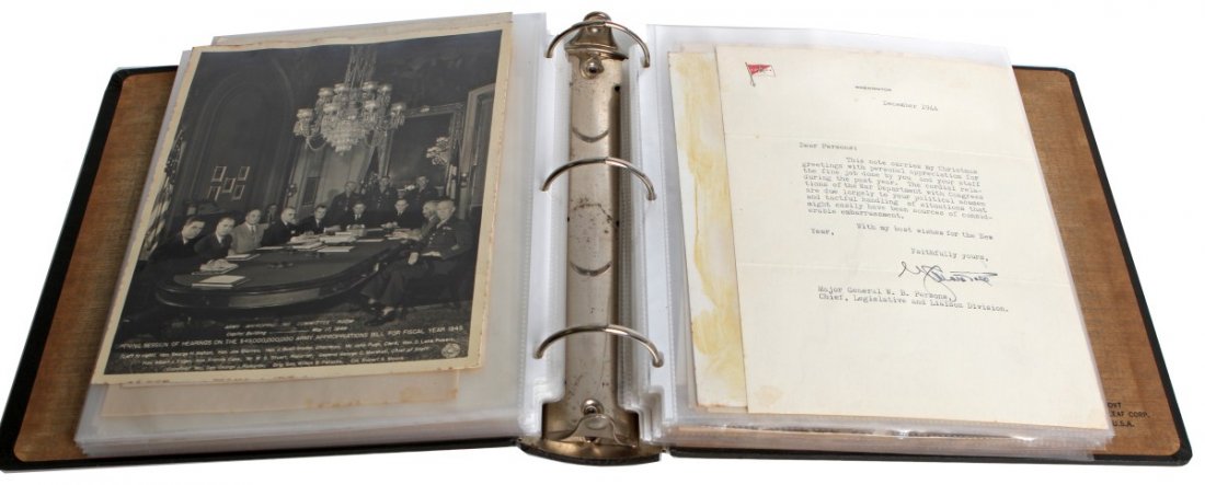 PRESIDENTIAL AUTOGRAPH ARCHIVE OF GENERAL PERSONS: PRESIDENTIAL AUTOGRAPH ARCHIVE OF GENERAL PERSONS Presidential autograph archive of General Persons to include: 38 signed Dwight Eisenhower TLS, 4 signed Richard Nixon TLS, 2 signed George Marshall TL