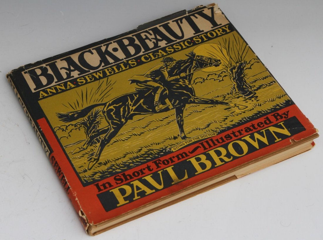 SHORT ILLUSTRATED BLACK BEAUTY SIGNED SKETCH: SHORT ILLUSTRATED BLACK BEAUTY SIGNED SKETCH Anna Sewell's clasic story, Black Beauty, in short form. 180 illustrations in pencil and wash by Paul Brown. Inside front cover is a pencil sketch of black