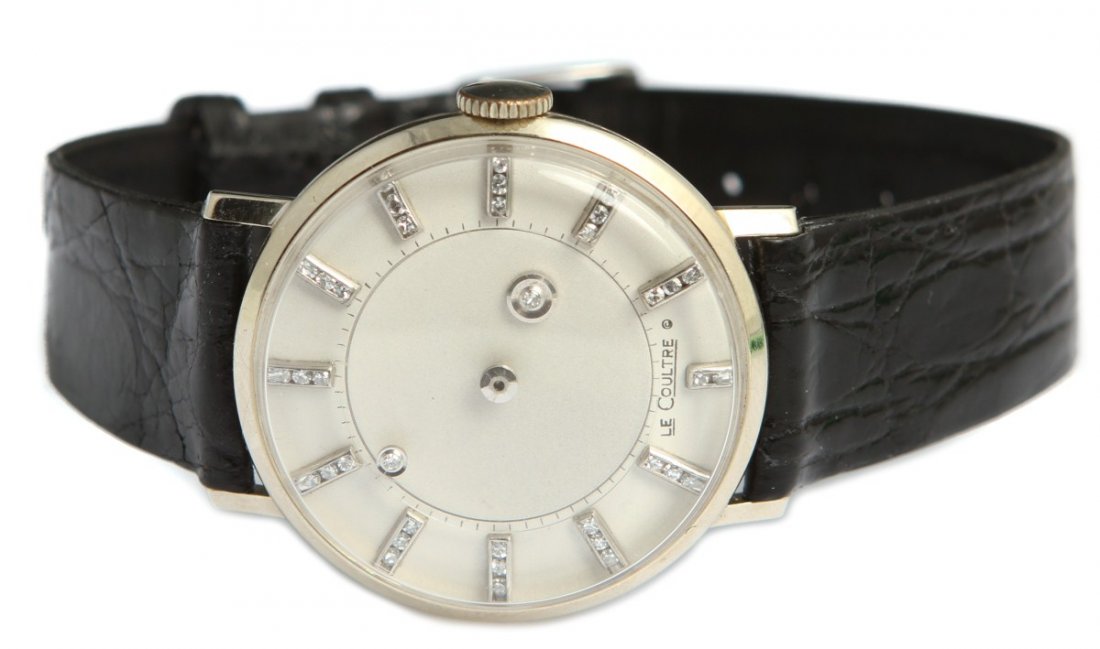 VACHERON CONSTANTIN LE COULTRE MYSTERY WATCH: VACHERON CONSTANTIN LE COULTRE MYSTERY WATCH Vacheron V Constantin Le Coultre 14K White Gold Mystery Watch with replacement Italian Crocodile leather band. 17 Jewel manual wind movement, VXN marked ba