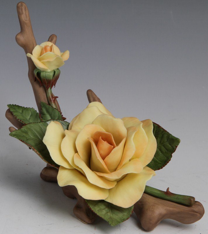 CYBIS PORCELAIN YELLOW CONDESA FIGURINE: CYBIS PORCELAIN YELLOW CONDESA FIGURINE Porcelain figurine of a yellow condesa flower, by Cybis. Size: 5.25" by 8"