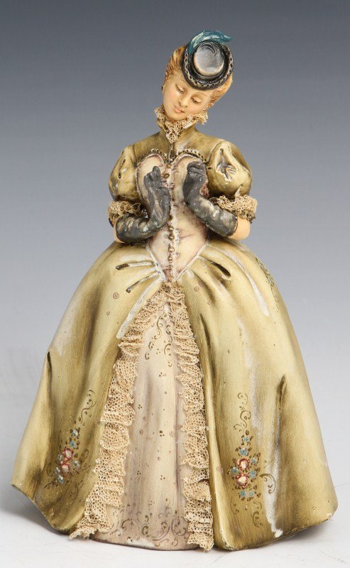 EARLY BORSATO LADY WITH LETTER SIGNED FIGURE: EARLY BORSATO LADY WITH LETTER SIGNED FIGURE Early porcelain figure by Antonio Borsato, made in Italy. Lady with letter, #483B. Young lady in a formal dress reading a letter. Figure is signed and stam