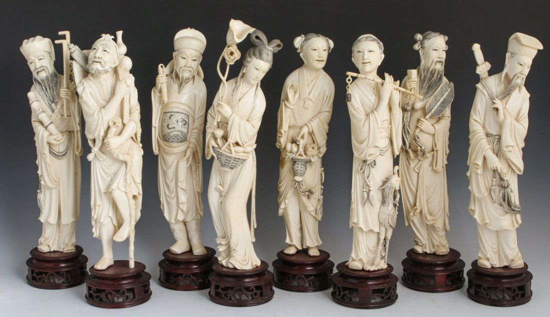 CHINESE CARVED IVORY EIGHT IMMORTALS Mar 10, 2013 Manor Auctions in FL