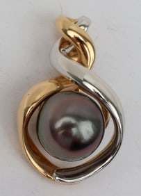 LADIES DIAMOND PENDANT SOUTH SEA GRAY PEARL 12MM