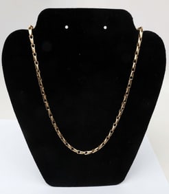 14K YELLOW GOLD LINK CHAIN 20" MENS BAR LINK
