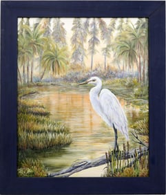 JILL KETTLER FLORIDA ARTIST EGRET ON MISTY RIVER