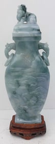 ORNATE JADEITE / LAVENDER JADE RECTANGULAR VESSEL