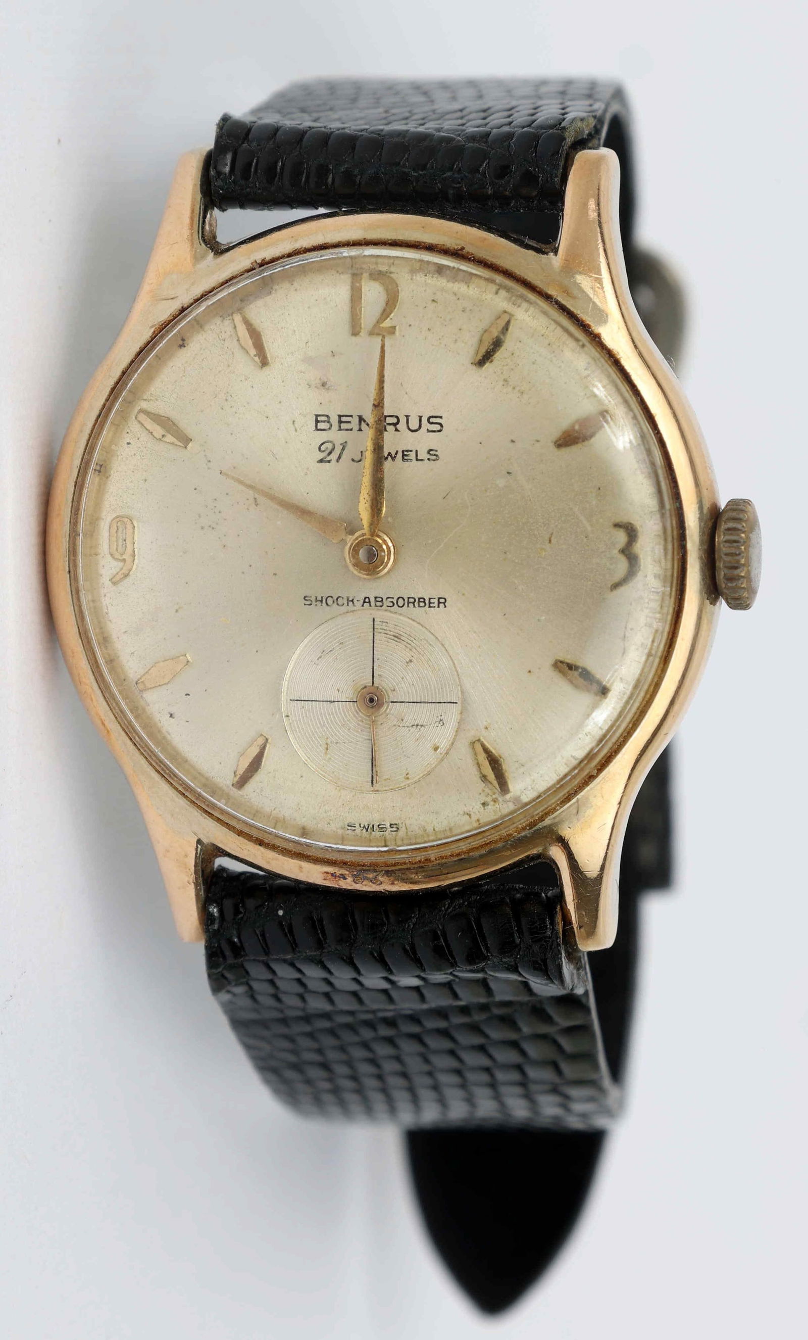 14K MENS 21 JEWEL BENRUS WATCH
