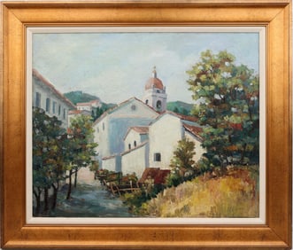 ANTHONY THIEME OIL PAINTING COUNTRYSIDE CHURCH