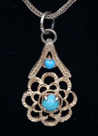 16K GOLD LADIES FOXTAIL CHAIN AND TURQUOISE PDT