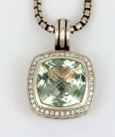 DAVID YURMAN ALBION PRASIOLITE DIAMOND PENDANT