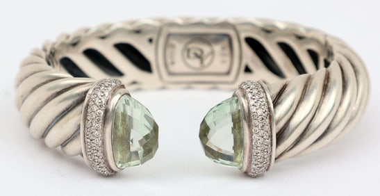 DAVID YURMAN WAVERLY PRASIOLITE DIAMOND CUFF