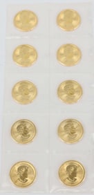 TEN 1/10TH OZ .9999 PURE GOLD CANADIAN MAPLE LEAF