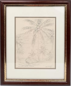 A.E. BACKUS PENCIL SKETCH NAVY ISLAND FOLIO PRINT