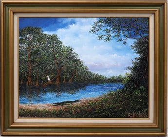 REDMAN FLORIDA ARTIST PAINTING ALLIGATOR