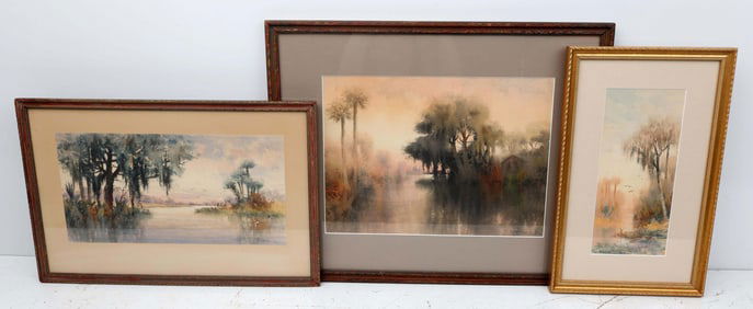 J RALPH WILCOX WATERCOLOR LOT OF 3 FLORIDA