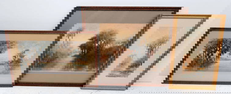 J RALPH WILCOX WATERCOLOR LOT OF 3 FLORIDA: Wilcox, James Ralph (1866 - 1915) Painting. Watercolor on paper - signed lower right. Executed in brush. Image measures 10.5x14.5matted and framed to overall size of 17x21. Watercolor on paper - signe