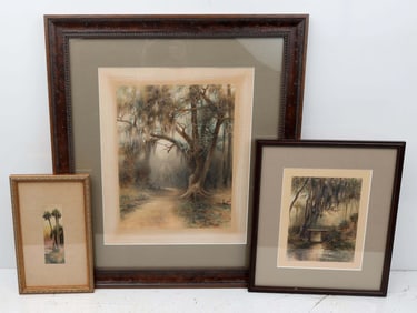 J RALPH WILCOX HAND WATERCOLORED PRINT LOT OF 3