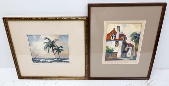JOHN HARE WATERCOLOR LOT OF 2 FLORIDA