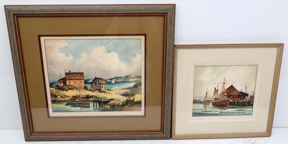 JOHN HARE WATERCOLOR LOT OF 2 NEW ENGLAND