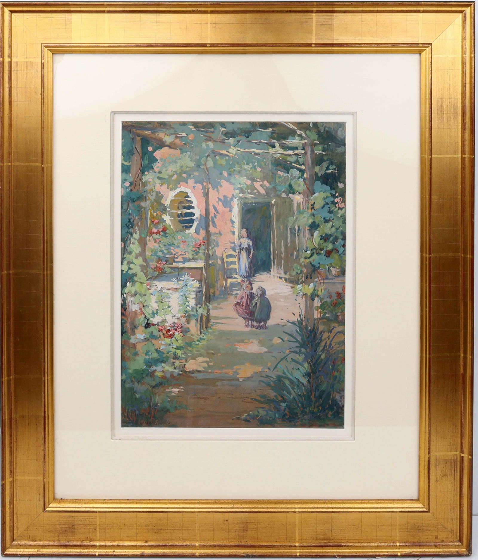 HARRIETTE BOWDOIN GOUACHE PAINTING COURTYARD (1 of 3)