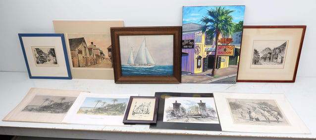 BOB LEBLANC DEALER LOT 10 PAINTINGS AND PRINTS