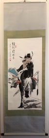 2 CHINESE SCROLLS ZHONGKUI WARRIOR AND BIRDS