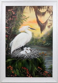 CYNNAMON GRAY FLORIDA ARTIST EGRET FAMILY