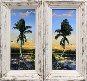 TODD MARTIN FLORIDA ARTIST PAIR PALM TREES