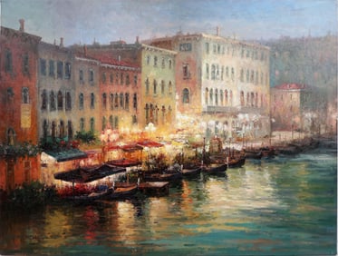 BICHE VENICE GRAND CANAL AT NIGHT PAINTING