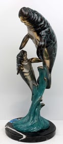JAY WILLIAMS ENAMELED BRONZE MANATEE & CALF