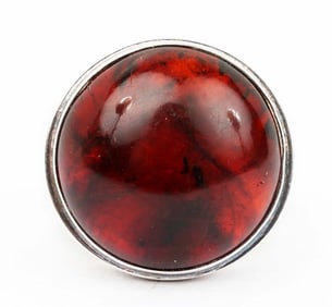 STERLING MENS AMBER RING