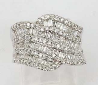 14K LADIES 1.52 CTTW DIAMOND WAVE FASHION RING
