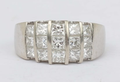 14K UNISEX 2CT DIAMOND PRINCESS CUT BAND