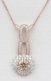14K ROSE GOLD FANCY CHAMPAGNE DIAMOND PENDANT