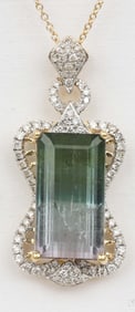 18K YELLOW GOLD DIAMOND & TOURMALINE NECKLACE