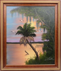 AL BLACK FLORIDA HIGHWAYMEN MOONLIT DOCK