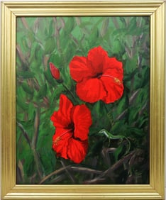CAROL ANN KNAPP FLORIDA ARTIST DOUBLE RED HIBISCUS
