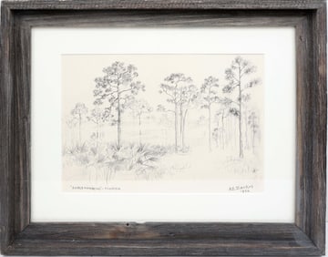 A.E. BACKUS PENCIL SKETCH PRINT EARLY MORNING