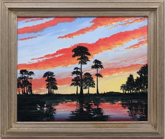 MARK STANFORD FLORIDA ARTIST SUNSET CYPRESS MARSH