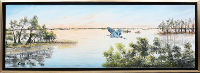 JILL KETTLER FLORIDA ARTIST BLUE HERON IN FLIGHT