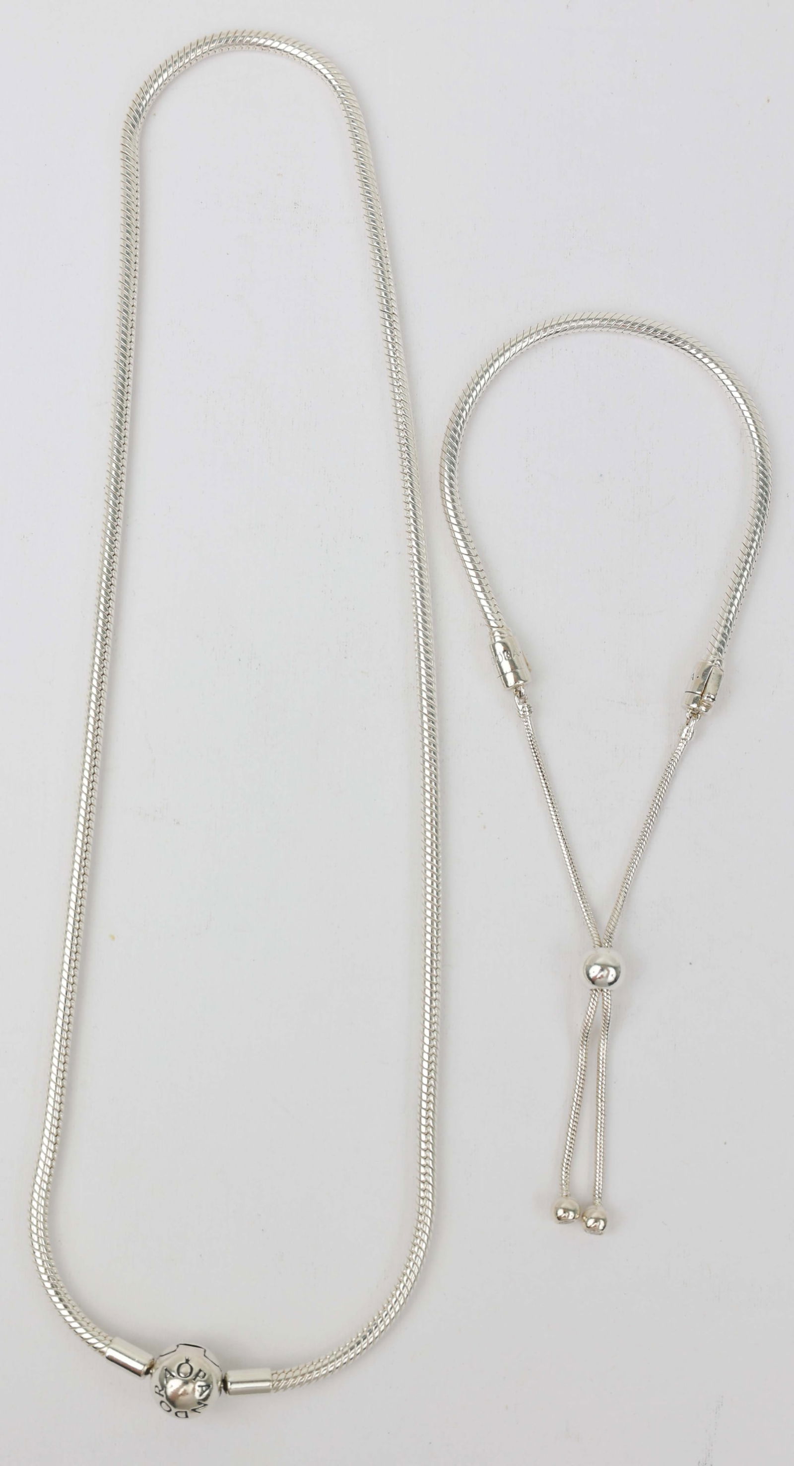 PANDORA SNAKE CHAIN NECKLACE & SLIDER BRACELET (1 of 4)