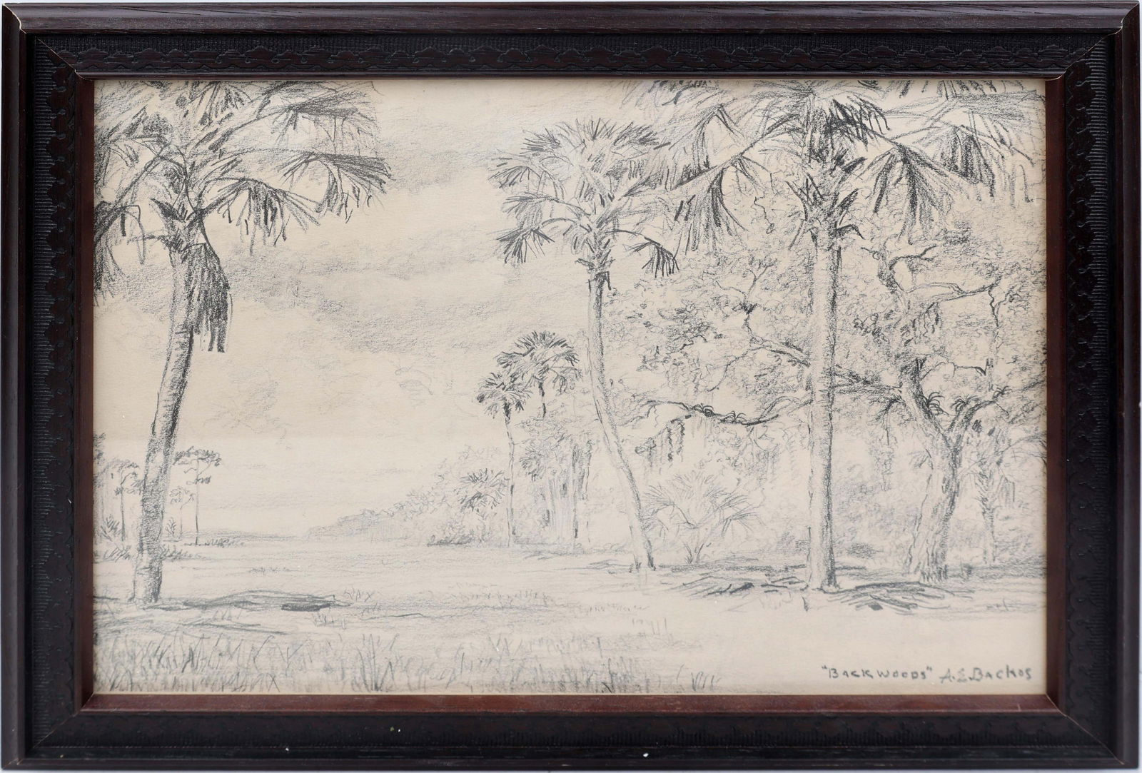 A.E. BACKUS PENCIL SKETCH PRINT BACKWOODS (1 of 4)